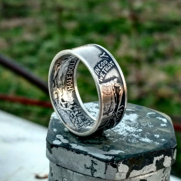 1943 Silver Coin Ring orders Walking Liberty Half Dollar Coin Rings Walker Wedding Band 75th Bday Birthday Gift Anniversary CoinRing Size 6-16 74th